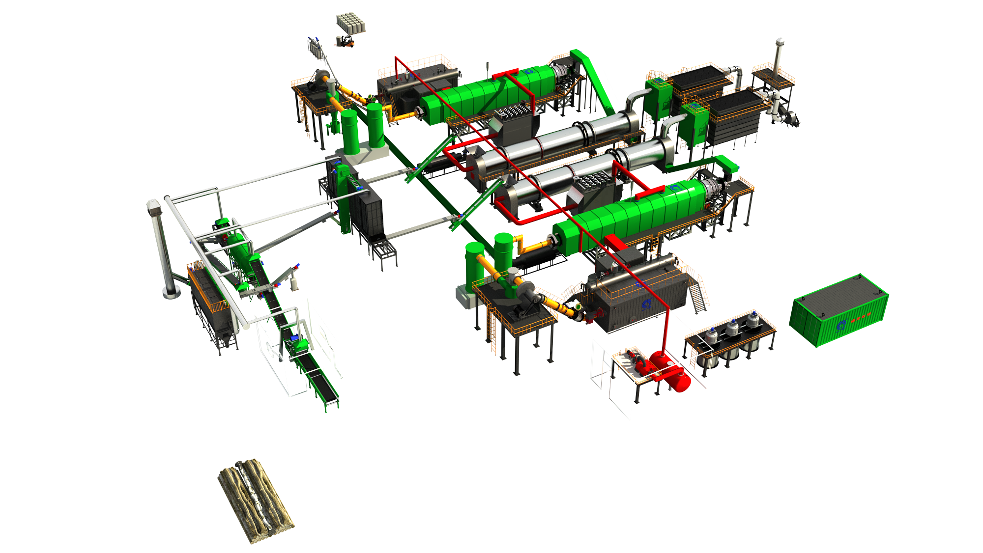 Biomass Pyrolysis Carbonization Drying Steam Power Generation system